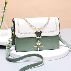 Colorblock Crossbody Bag Heart Embroidered Shoulder Bag