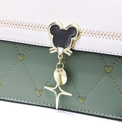 Colorblock Crossbody Bag Heart Embroidered Shoulder Bag