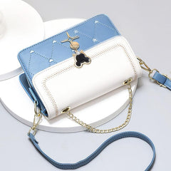 Colorblock Crossbody Bag Heart Embroidered Shoulder Bag
