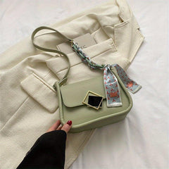 Geometric Metal Decor Shoulder Bag PU Leather Crossbody Bag