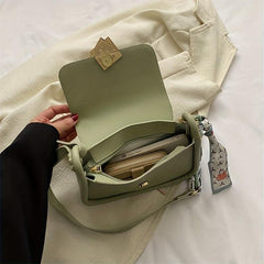 Geometric Metal Decor Shoulder Bag PU Leather Crossbody Bag