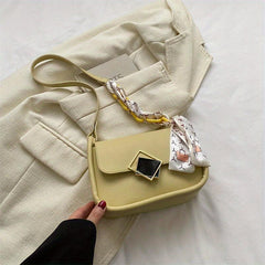 Geometric Metal Decor Shoulder Bag PU Leather Crossbody Bag