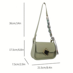 Geometric Metal Decor Shoulder Bag PU Leather Crossbody Bag
