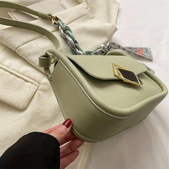 Geometric Metal Decor Shoulder Bag PU Leather Crossbody Bag