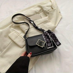 Geometric Metal Decor Shoulder Bag PU Leather Crossbody Bag