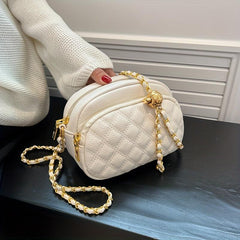Argyle Quilted Zipper Crossbody Purse 7x5x3 Inch