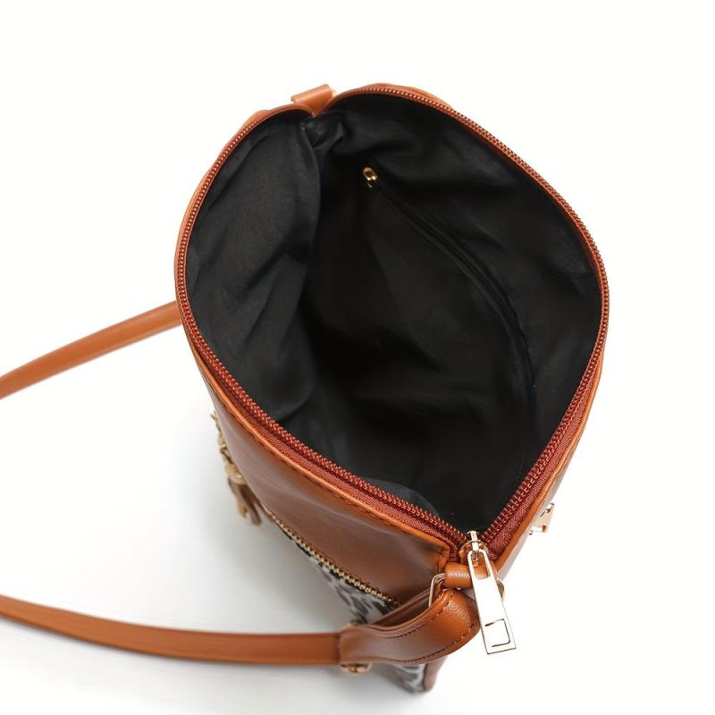 Leopard Crossbody Bag Tassel Decor Square Purse