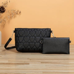 2 Pcs Solid Shoulder Bag Set with Clutch Wallet for Women