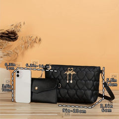 2 Pcs Solid Shoulder Bag Set with Clutch Wallet for Women