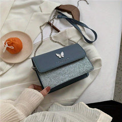 Sequined Butterfly Flap Purse Crossbody Bag Chain Shoulder Bag