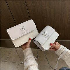 Sequined Butterfly Flap Purse Crossbody Bag Chain Shoulder Bag