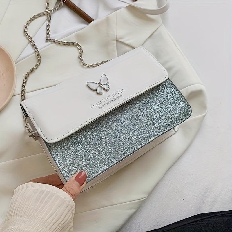 Sequined Butterfly Flap Purse Crossbody Bag Chain Shoulder Bag