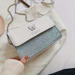 Sequined Butterfly Flap Purse Crossbody Bag Chain Shoulder Bag