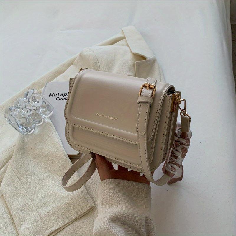 Stylish Letter Graphic Crossbody Bag with Small Scarf - Women's Shoulder Bag
