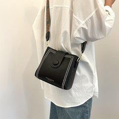 Classic Bucket Bag with Geometric Strap