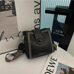 Classic Bucket Bag with Geometric Strap
