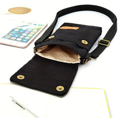 Mini Fabric Crossbody Bag Contrast Cell Phone Bag Vintage Shoulder Purse
