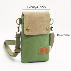 Mini Fabric Crossbody Bag Contrast Cell Phone Bag Vintage Shoulder Purse