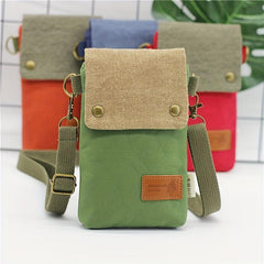 Mini Fabric Crossbody Bag Contrast Cell Phone Bag Vintage Shoulder Purse
