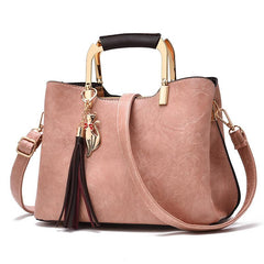 Plain Handle Bag With Fox & Tassel Decor Large Capacity Crossbody Bag