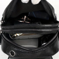 Double Zipper Cell Phone Crossbody Bag PU Leather Textured Bag Purse