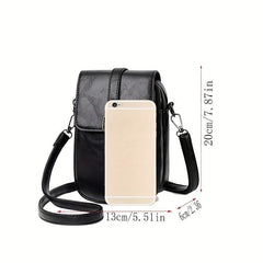 Double Zipper Cell Phone Crossbody Bag PU Leather Textured Bag Purse