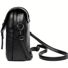 Double Zipper Cell Phone Crossbody Bag PU Leather Textured Bag Purse