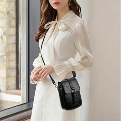 Double Zipper Cell Phone Crossbody Bag PU Leather Textured Bag Purse