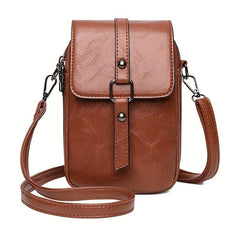 PU Leather Detachable Strap Shoulder Bag Flap Zipper Crossbody Bag
