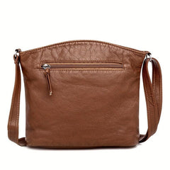 Retro Faux Leather Crossbody Bag Solid Messenger Purse