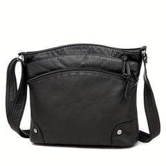 Retro Faux Leather Crossbody Bag Solid Messenger Purse