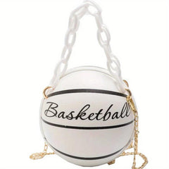 Metal Chain Basketball Shape Crossbody Bag PU Leather Novelty Bag