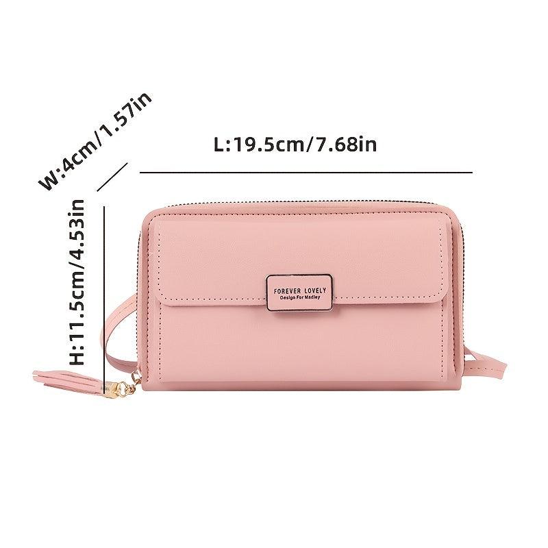 Mini Tassel Decor Clutch Wallet Metal Decor Flap Shoulder Bag