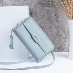 Mini Tassel Decor Clutch Wallet Metal Decor Flap Shoulder Bag