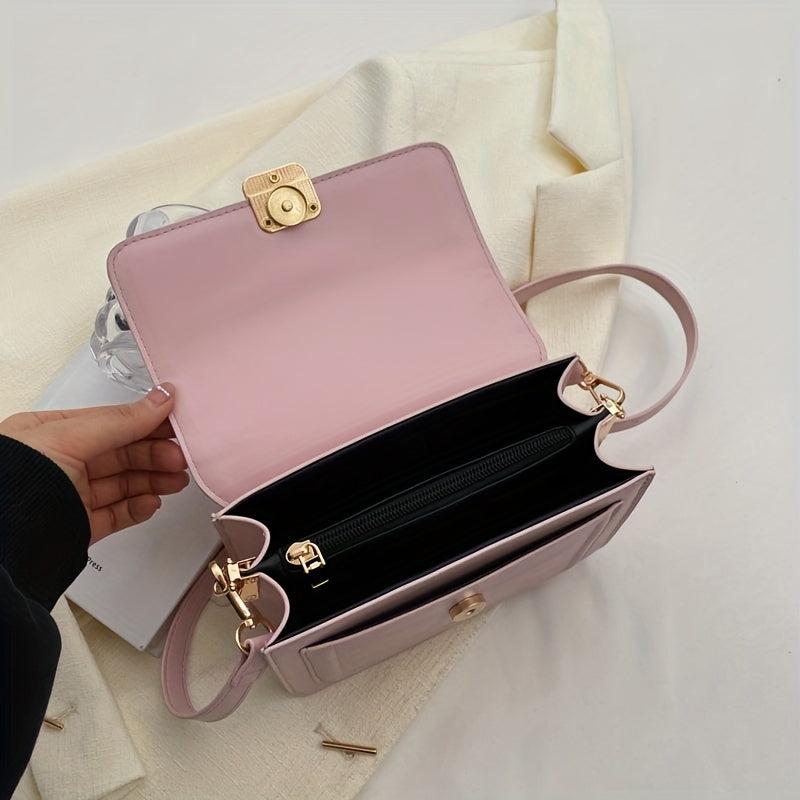 Embossed Square Bag PU Crossbody Women's Flap Purse