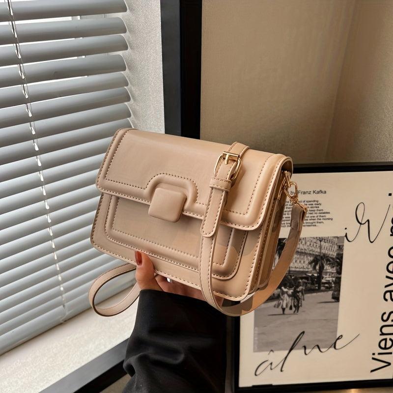 Embossed Square Bag PU Crossbody Women's Flap Purse