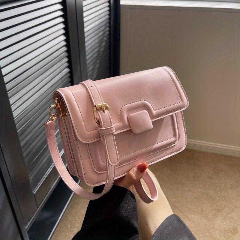 Embossed Square Bag PU Crossbody Women's Flap Purse