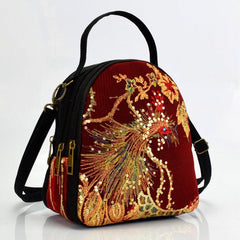 Women's Phoenix Embroidered Crossbody Bag Large Capacity Shoulder Bag