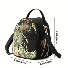 Women's Phoenix Embroidered Crossbody Bag Large Capacity Shoulder Bag