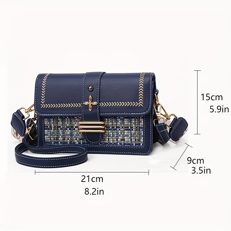 Flap Crossbody Bag Zipper Square Casual Shoulder Bag