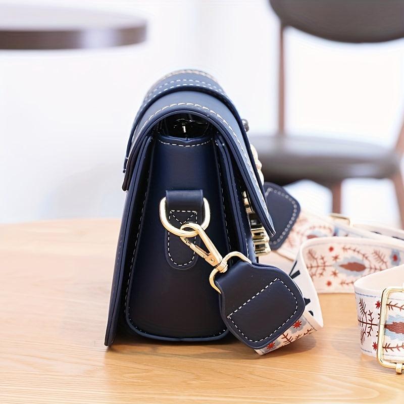 Flap Crossbody Bag Zipper Square Casual Shoulder Bag