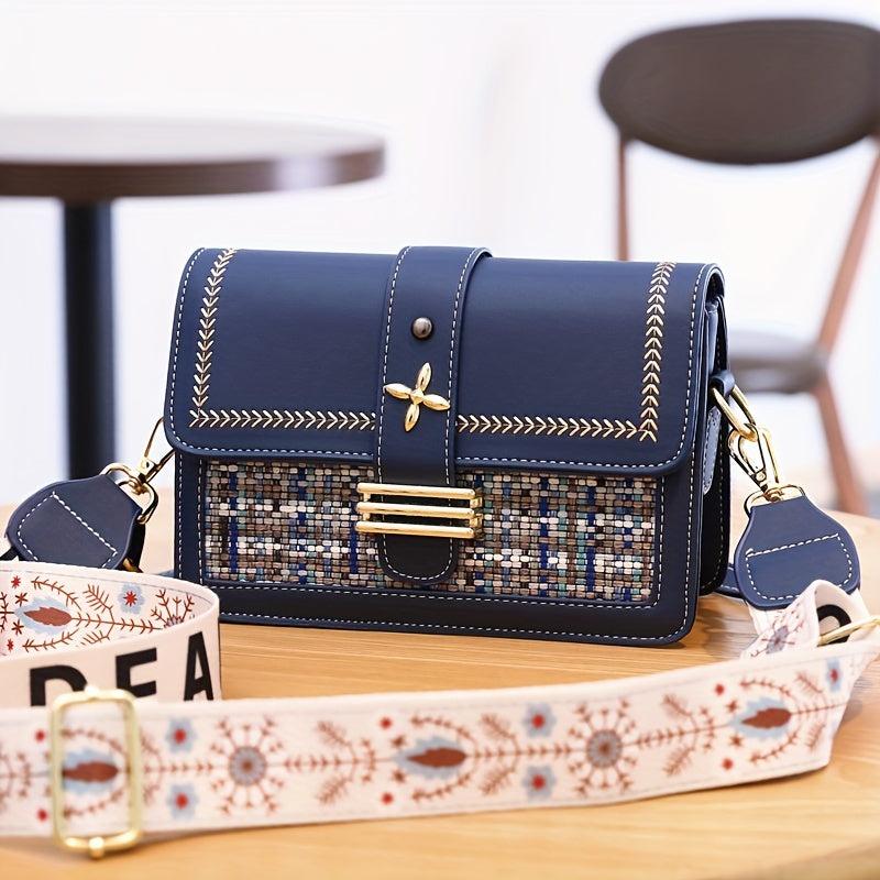 Flap Crossbody Bag Zipper Square Casual Shoulder Bag
