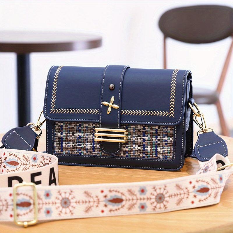 Flap Crossbody Bag Zipper Square Casual Shoulder Bag