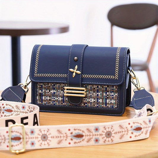Flap Crossbody Bag Zipper Square Casual Shoulder Bag