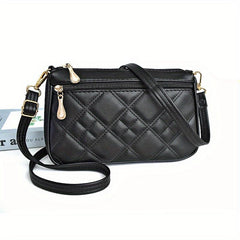 Embossed Crossbody Bag Women's Small Square Purse Versatile Zipper Shoulder Bag