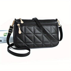 Embossed Crossbody Bag Women's Small Square Purse Versatile Zipper Shoulder Bag