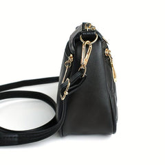 Embossed Crossbody Bag Women's Small Square Purse Versatile Zipper Shoulder Bag