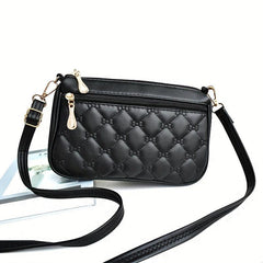 Embossed Crossbody Bag Women's Small Square Purse Versatile Zipper Shoulder Bag