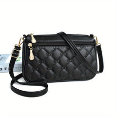 Embossed Crossbody Bag Women's Small Square Purse Versatile Zipper Shoulder Bag