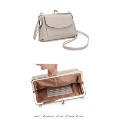 Women's Crossbody Bag Kiss Lock Phone Purse Faux Leather